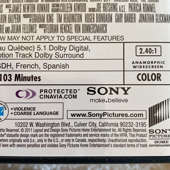 🍿3/$15 DVD The Tourist Starring Johnny Depp and Angelina Jolie Rated PG 13 - Picture 7 of 13